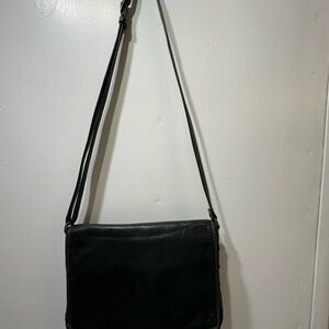 Derek Akexander Black Leather Crossbody Messenger Bag Unisex